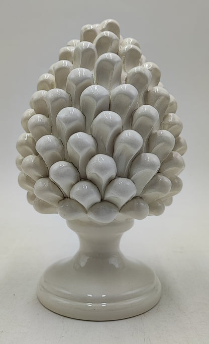 Handmade Sicilian Ceramic Pine Cone: Caltagirone Pottery, Sugar Paper Blue (7.87”)