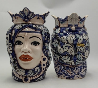 Ceramica di Caltagirone " Sicilian Moorish heads" 25H