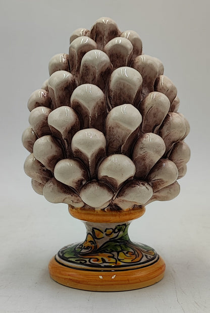 Sicilian ceramic pine cone, hand made, with decorative base and with out  15cm