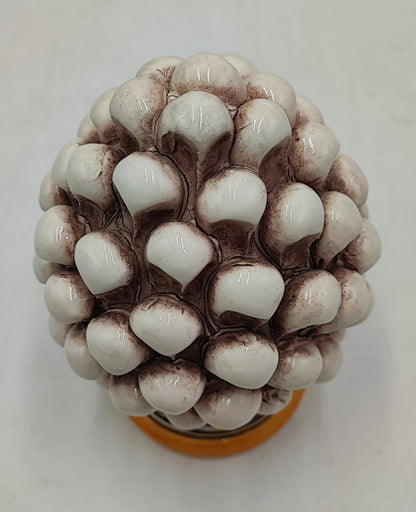 Sicilian ceramic pine cone, hand made, with decorative base and with out  15cm