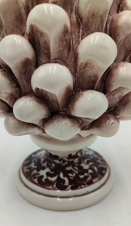 Sicilian ceramic pine cone, hand made, with decorative base and with out  15cm