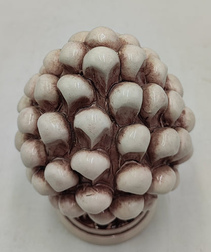Sicilian ceramic pine cone, hand made, with decorative base and with out  15cm