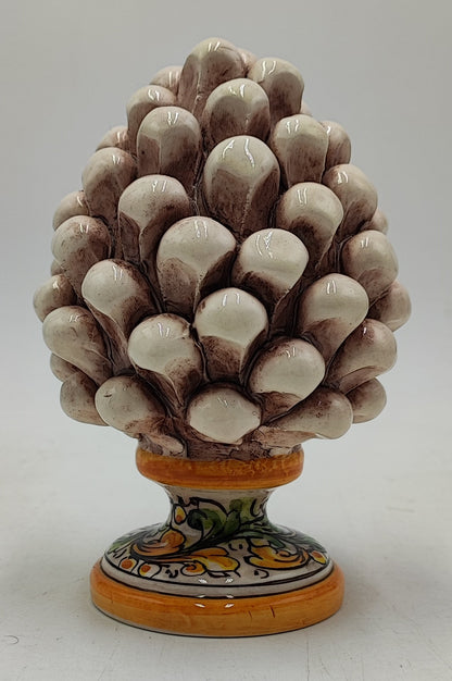 Sicilian ceramic pine cone, hand made, with decorative base and with out  15cm