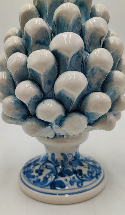 Sicilian ceramic pine cone, hand made, with decorative base and with out  15cm