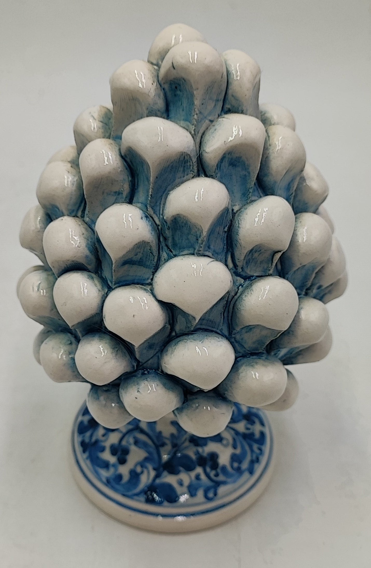 Sicilian ceramic pine cone, hand made, with decorative base and with out  15cm