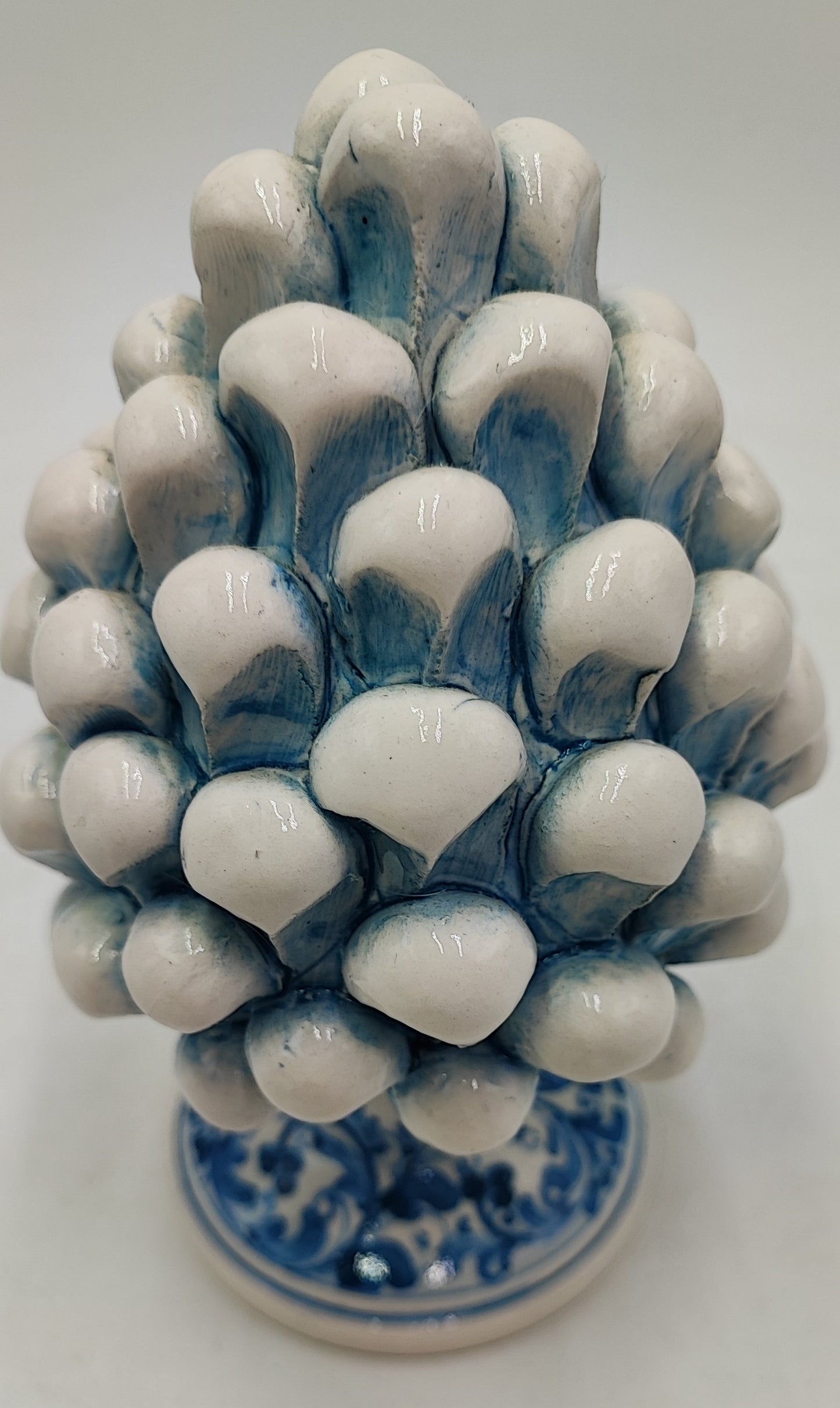 Sicilian ceramic pine cone, hand made, with decorative base and with out  15cm