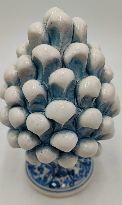 Sicilian ceramic pine cone, hand made, with decorative base and with out  15cm