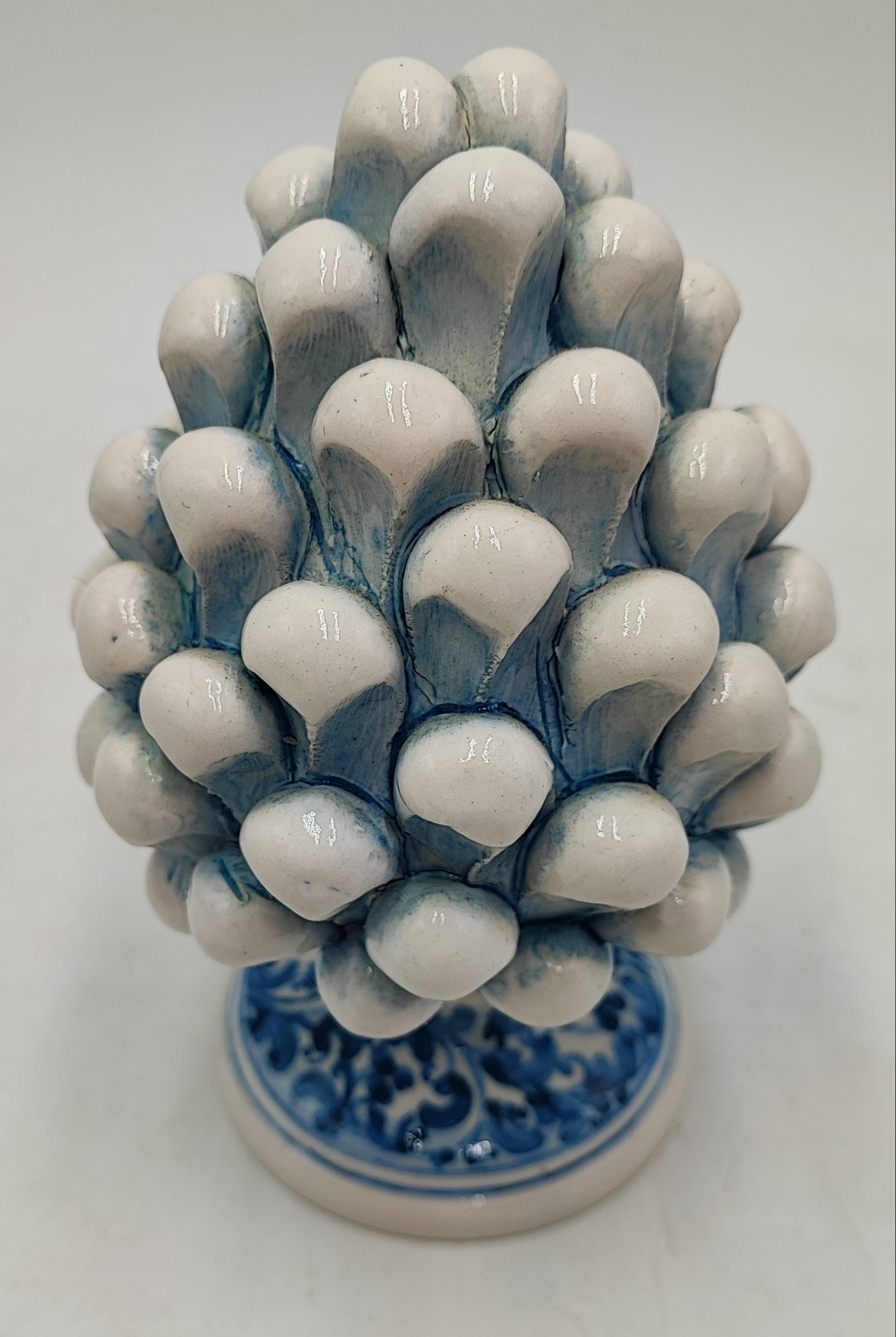 Sicilian ceramic pine cone, hand made, with decorative base and with out  15cm