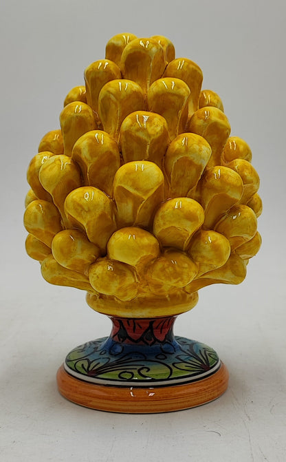 Sicilian ceramic pine cone, hand made, with decorative base and with out  15cm