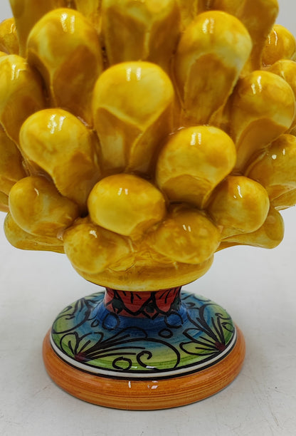 Sicilian ceramic pine cone, hand made, with decorative base and with out  15cm