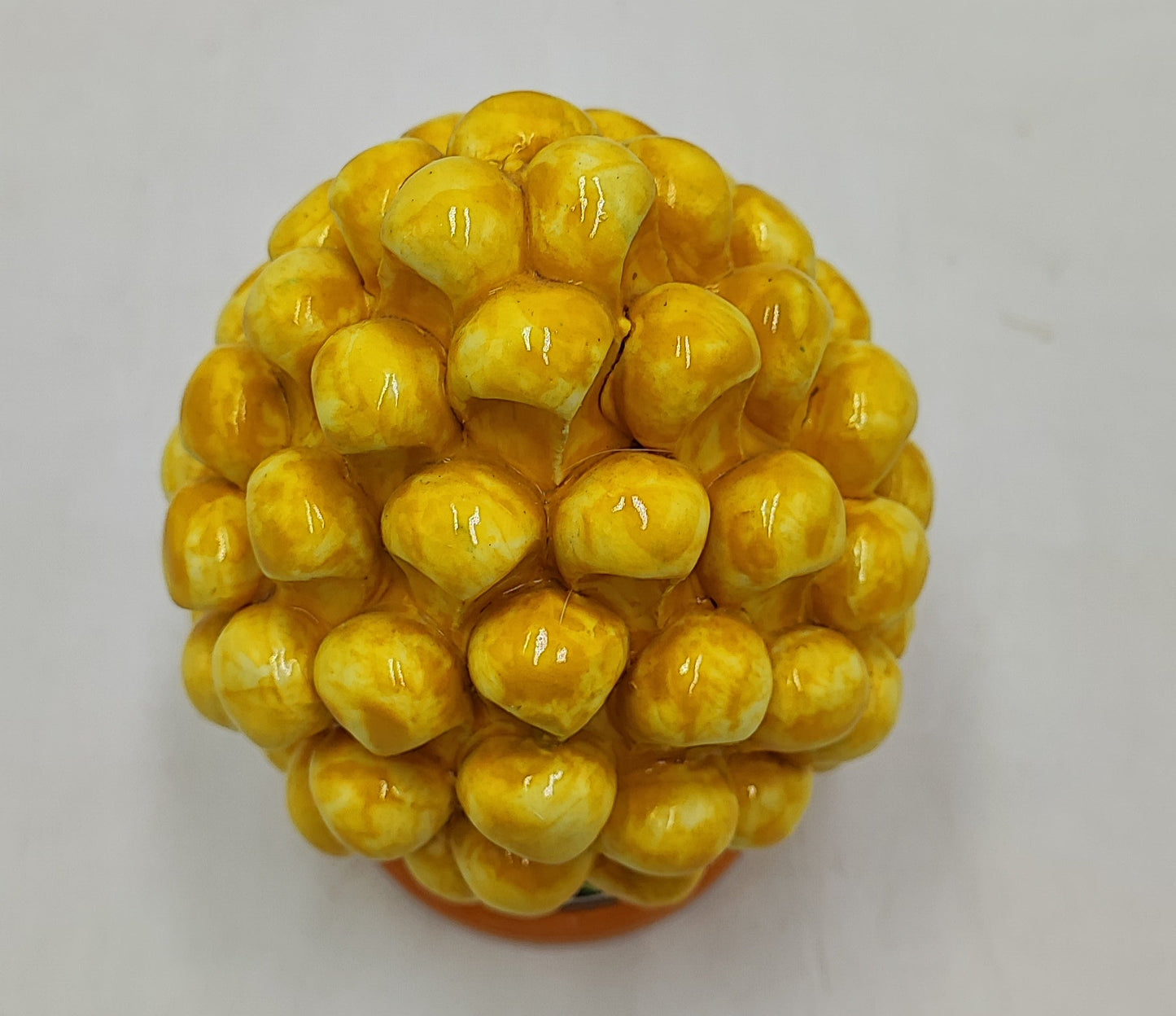 Sicilian ceramic pine cone, hand made, with decorative base and with out  15cm