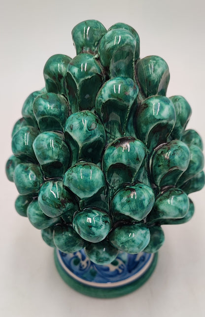Sicilian ceramic pine cone, with decorative base and without 15/16cm