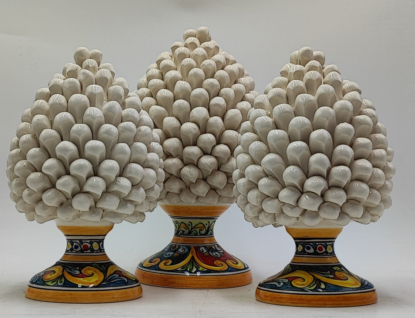 Handcrafted Sicilian Ceramic Pine Cone: Caltagirone Pottery (20cm)