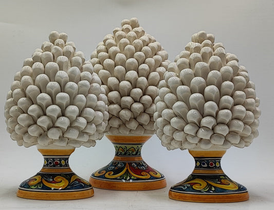 Handcrafted Sicilian Ceramic Pine Cone: Caltagirone Pottery (20cm)