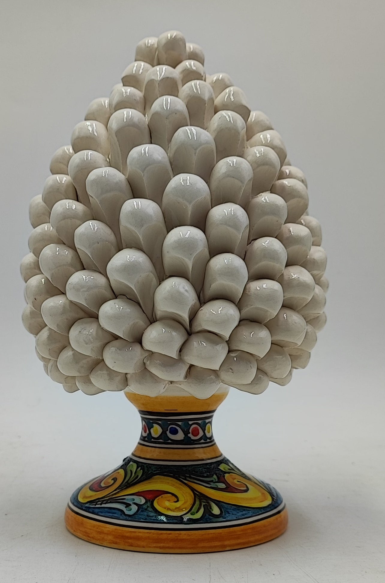 Handcrafted Sicilian Ceramic Pine Cone: Caltagirone Pottery (20cm)