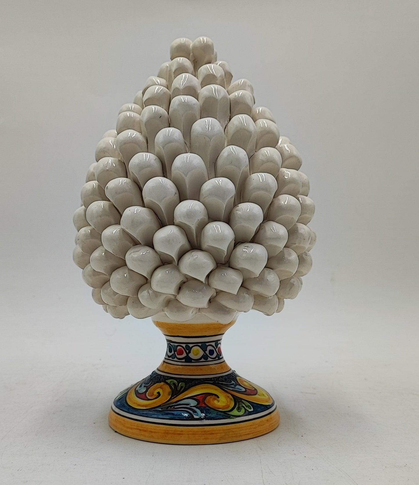 Handcrafted Sicilian Ceramic Pine Cone: Caltagirone Pottery (20cm)