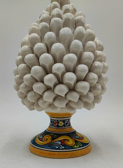 Handcrafted Sicilian Ceramic Pine Cone: Caltagirone Pottery (20cm)