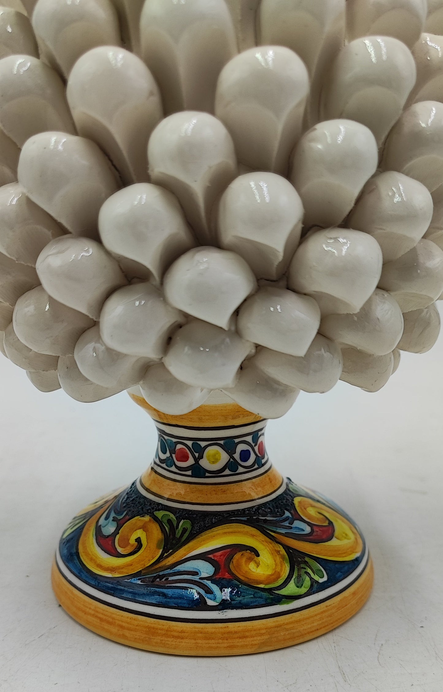 Handcrafted Sicilian Ceramic Pine Cone: Caltagirone Pottery (20cm)