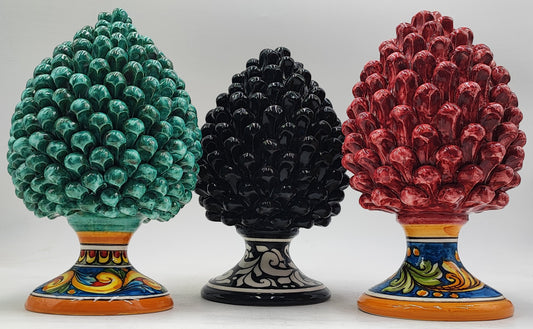 Handcrafted Caltagirone Ceramic Pine Cone: Sicilian Home Decor (27cm)