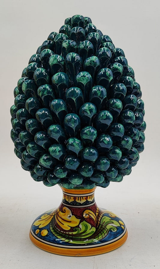 Handcrafted Caltagirone Ceramic Pine Cone: Sicilian Good Luck Decor (27cm)