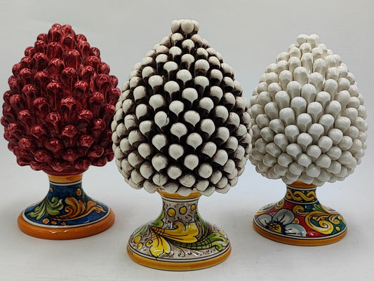 Handcrafted Caltagirone Ceramic Pine Cone: Sicilian Home Decor (27cm)