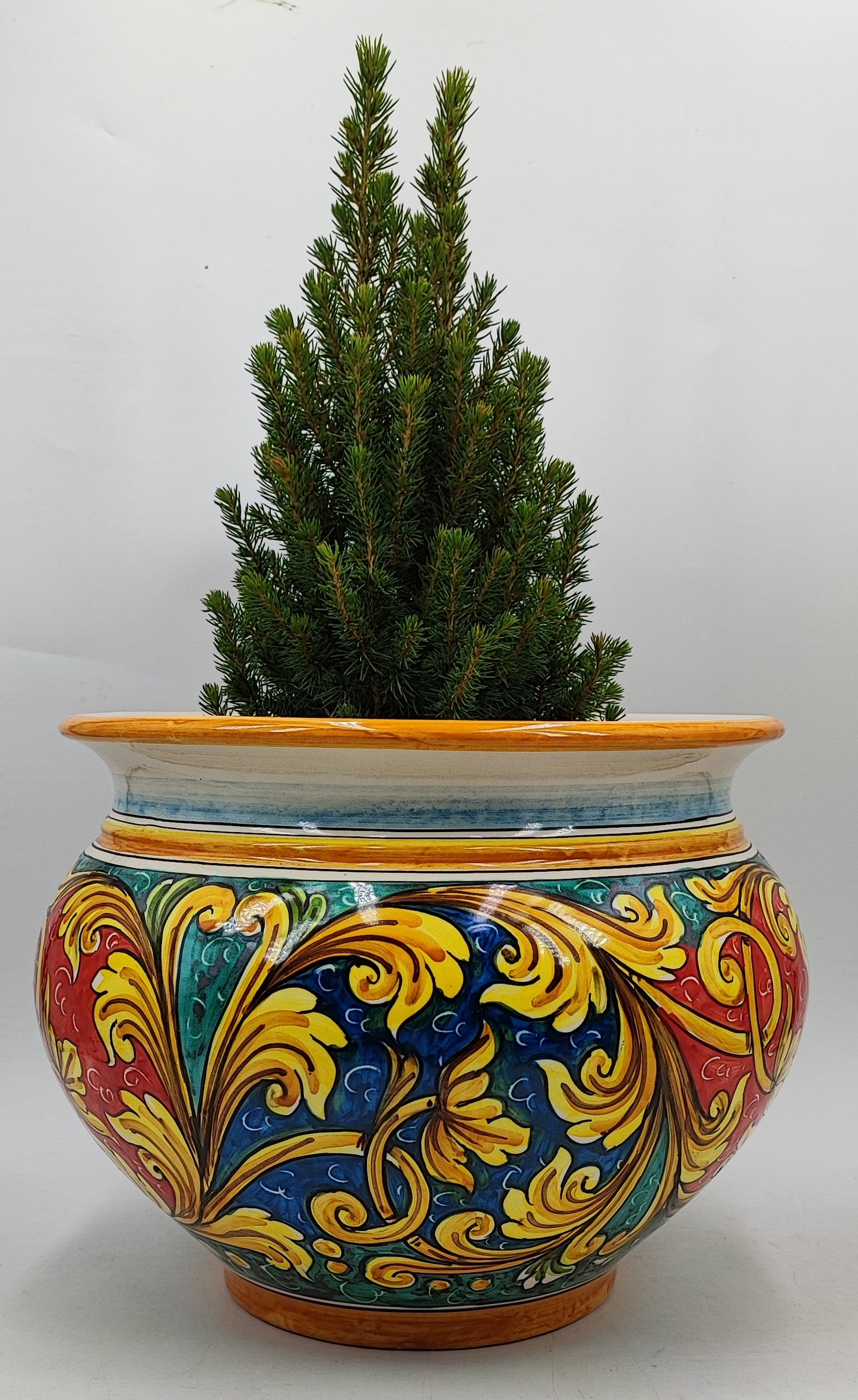 Caltagirone Bordeaux Ceramic vase holder 30cm