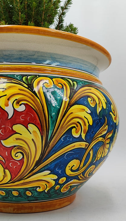 Caltagirone Bordeaux Ceramic vase holder 30cm