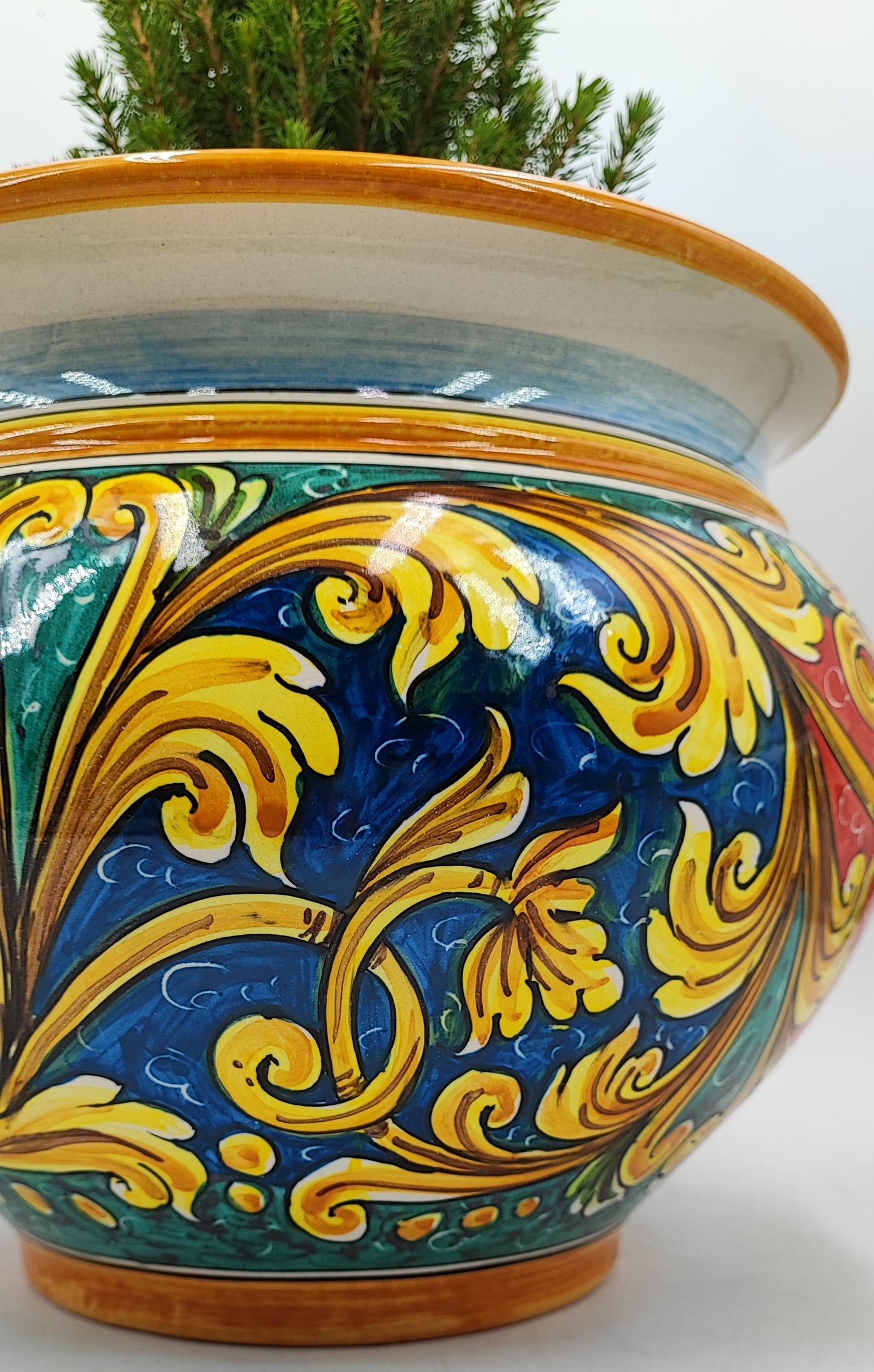 Caltagirone Bordeaux Ceramic vase holder 30cm