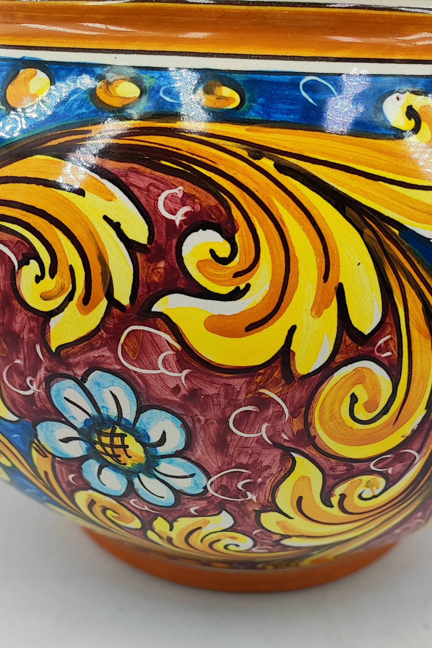 Caltagirone Bordeaux Ceramic vase holder 30cm