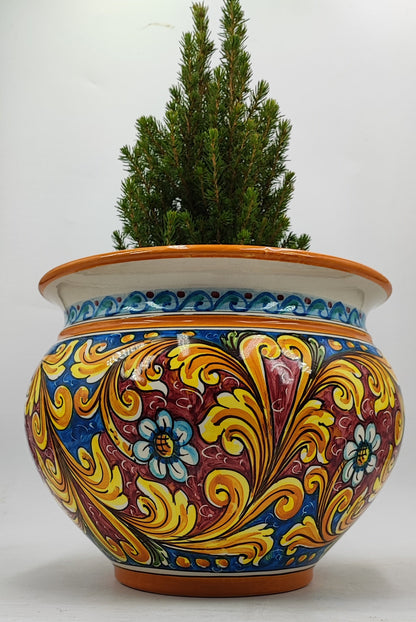 Caltagirone Bordeaux Ceramic vase holder 30cm