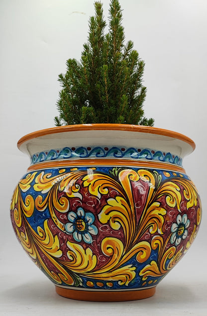 Caltagirone Bordeaux Ceramic vase holder 30cm