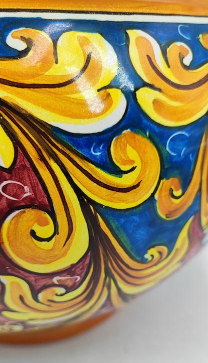 Caltagirone Bordeaux Ceramic vase holder 30cm