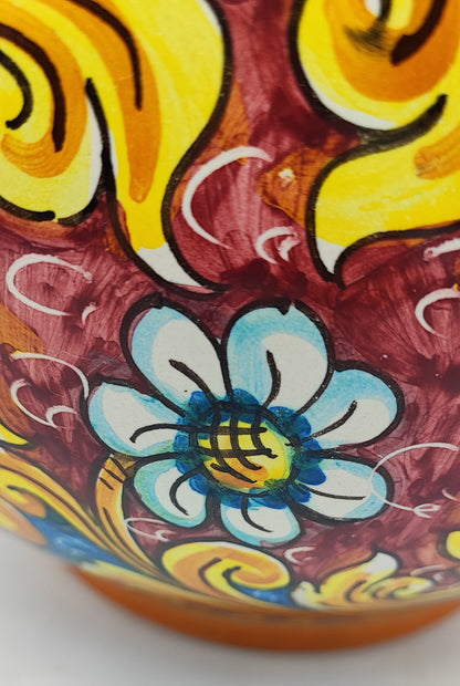 Caltagirone Bordeaux Ceramic vase holder 30cm