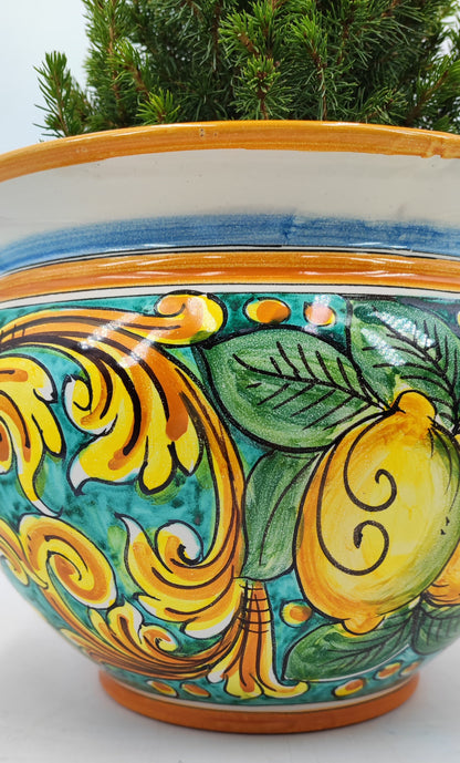 Caltagirone Acqua Green Ceramic vase holder 27cm