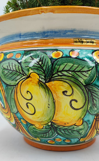 Caltagirone Acqua Green Ceramic vase holder 27cm