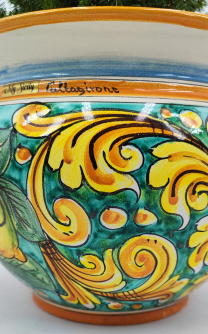 Caltagirone Acqua Green Ceramic vase holder 27cm