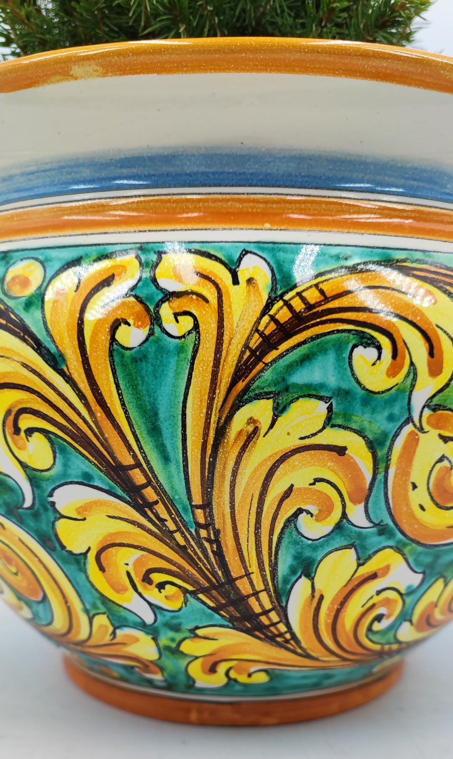 Caltagirone Acqua Green Ceramic vase holder 27cm