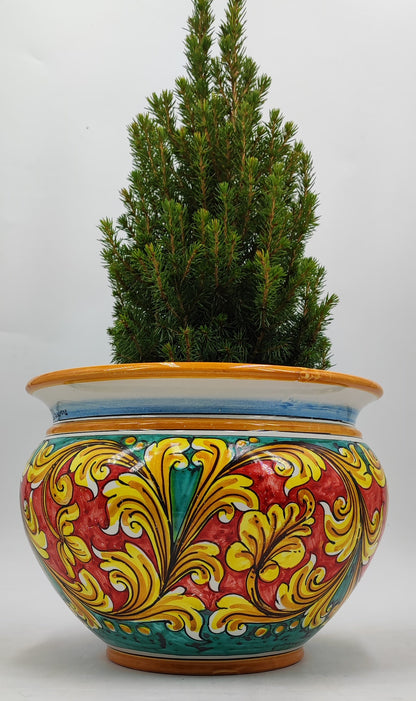 Caltagirone Acqua Green Ceramic vase holder 27cm
