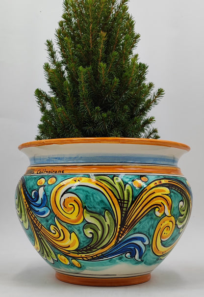 Caltagirone Acqua Green Ceramic vase holder 27cm