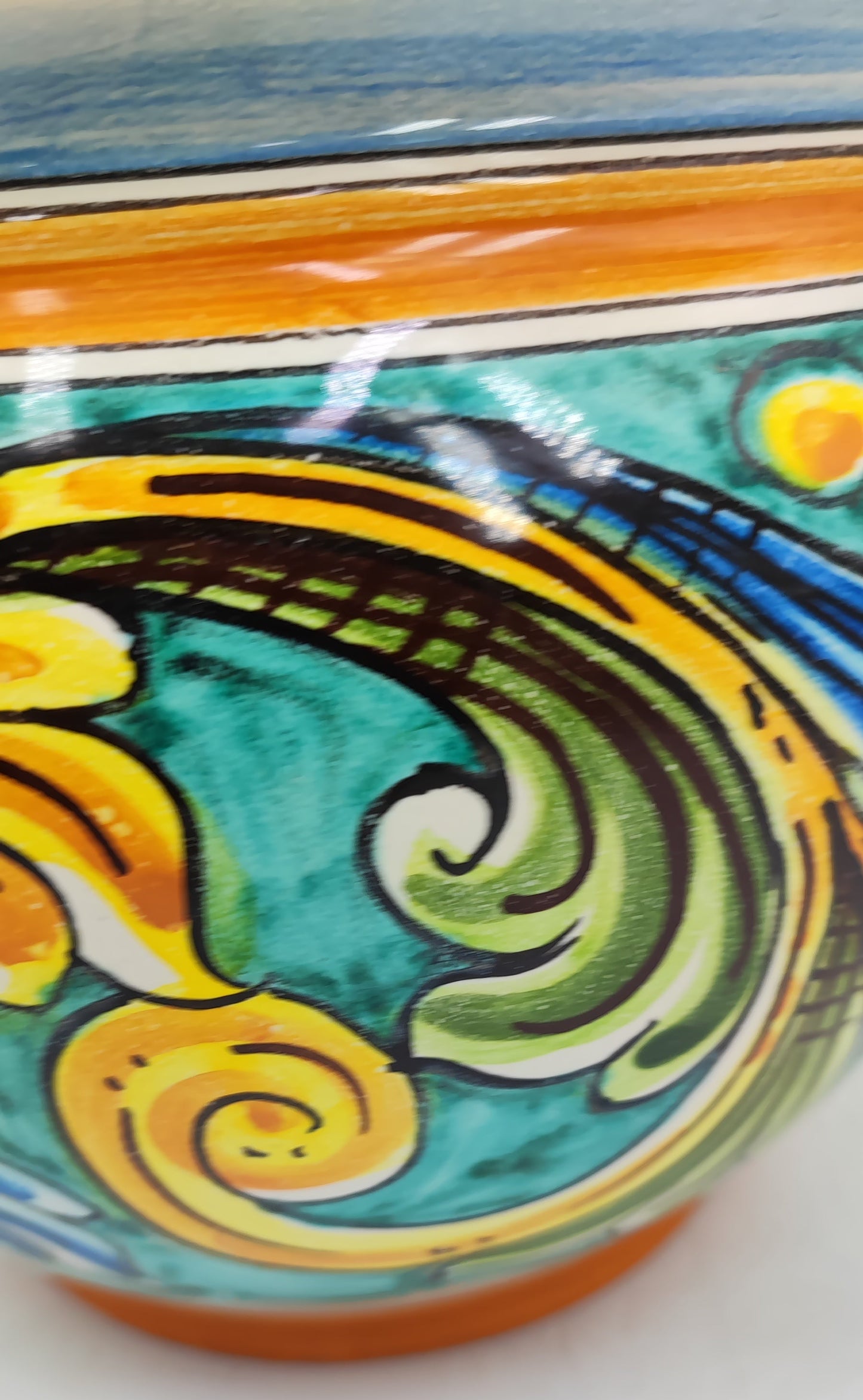 Caltagirone Acqua Green Ceramic vase holder 27cm