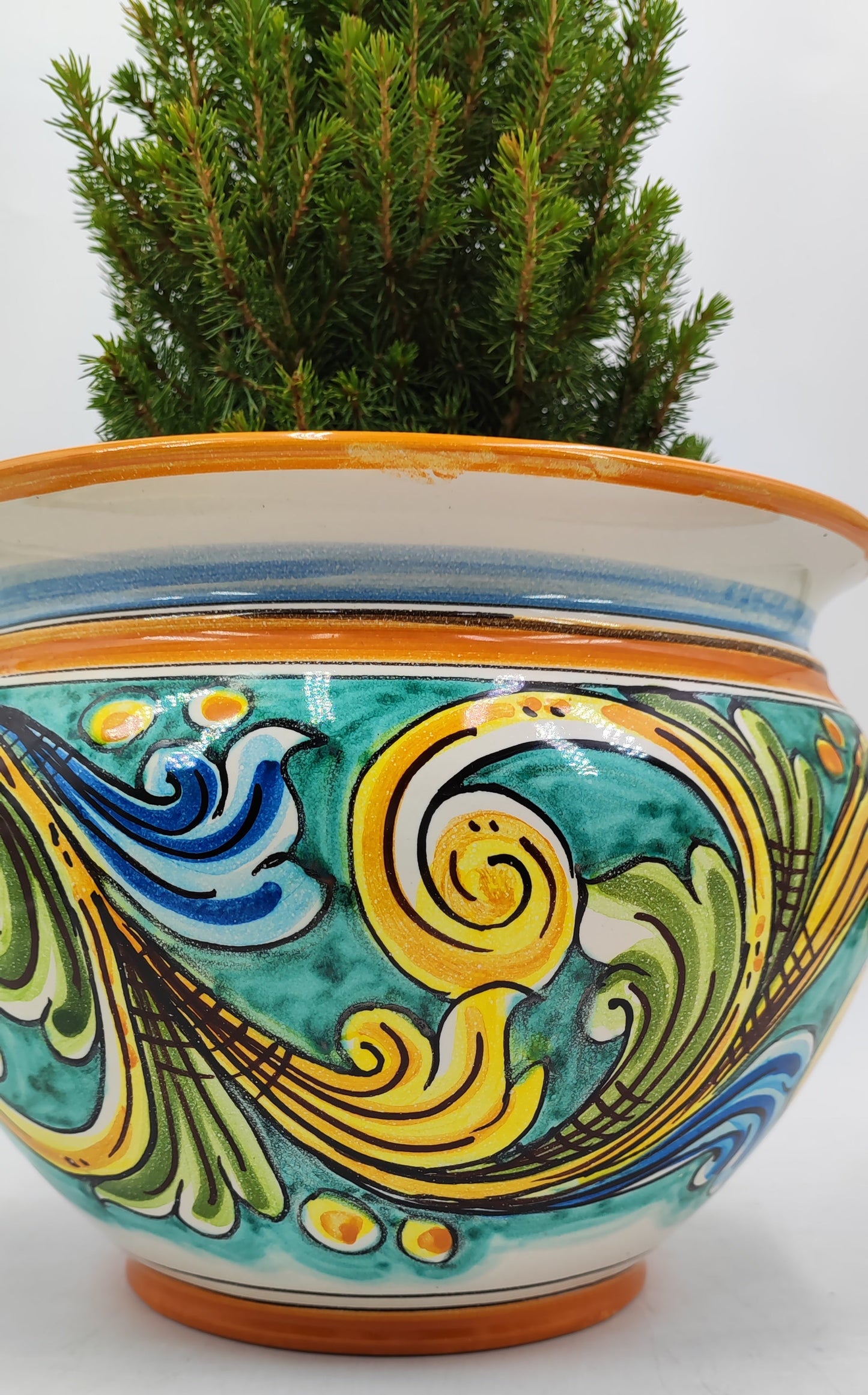 Caltagirone Acqua Green Ceramic vase holder 27cm