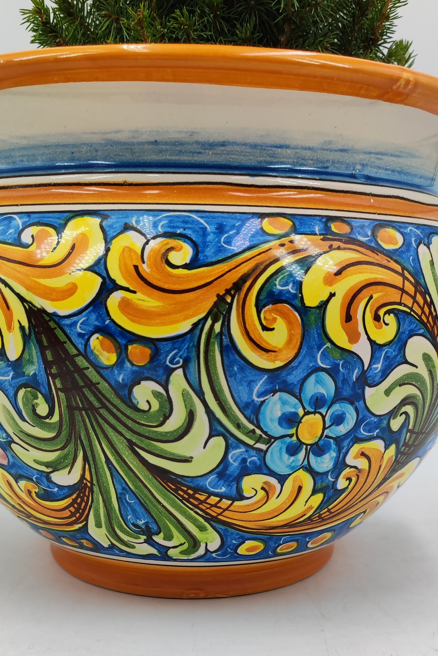 Caltagirone Acqua Green Ceramic vase holder 27cm