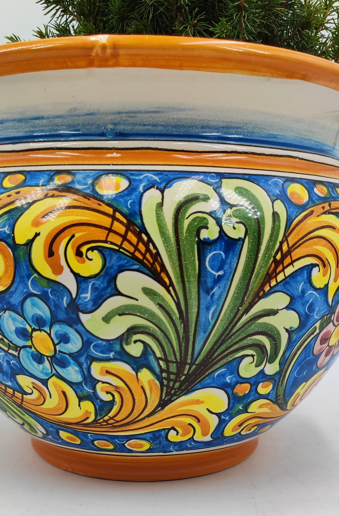 Caltagirone Acqua Green Ceramic vase holder 27cm