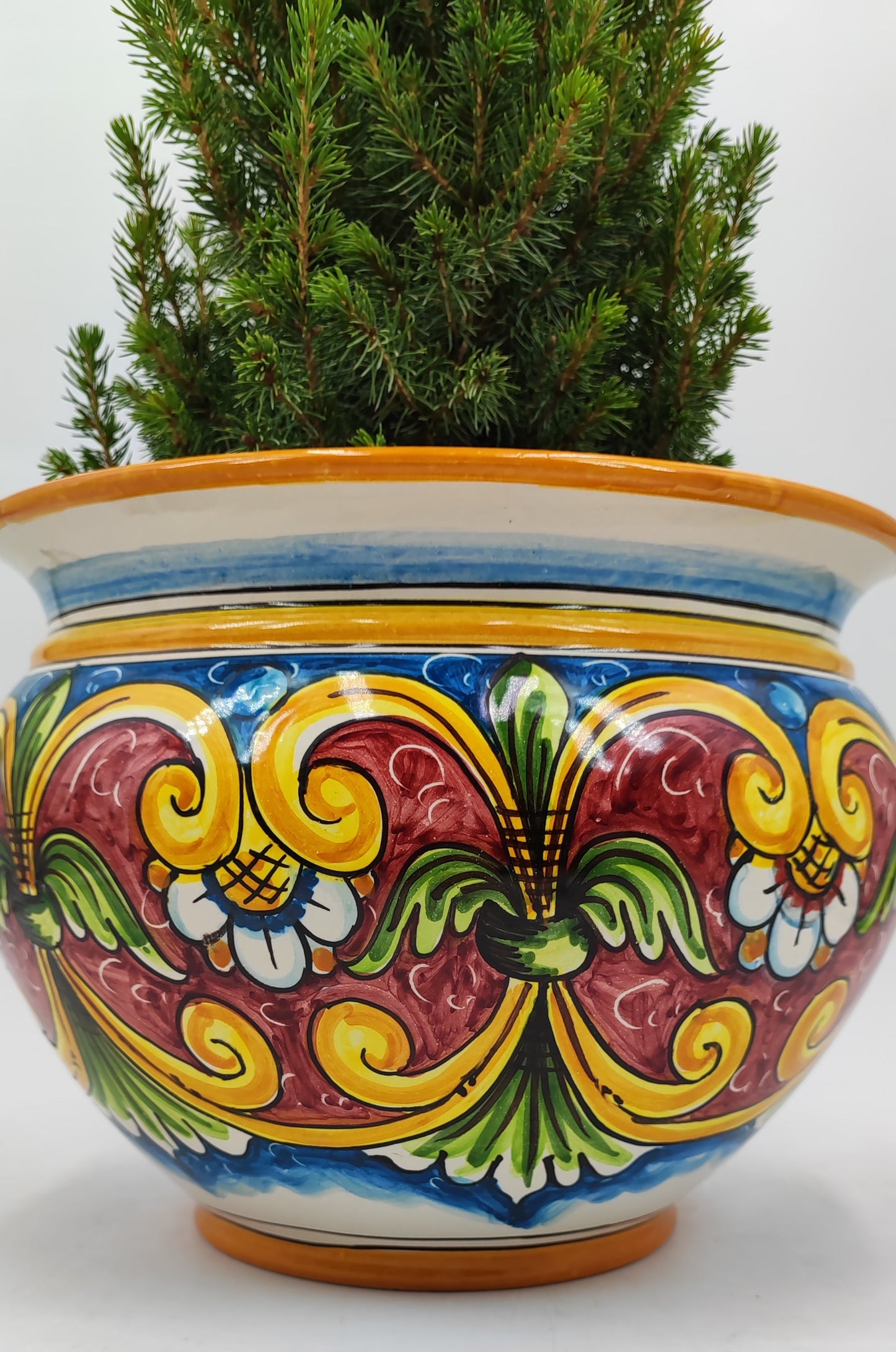 Caltagirone Acqua Green Ceramic vase holder 27cm