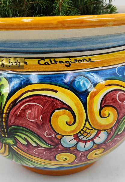 Caltagirone Acqua Green Ceramic vase holder 27cm