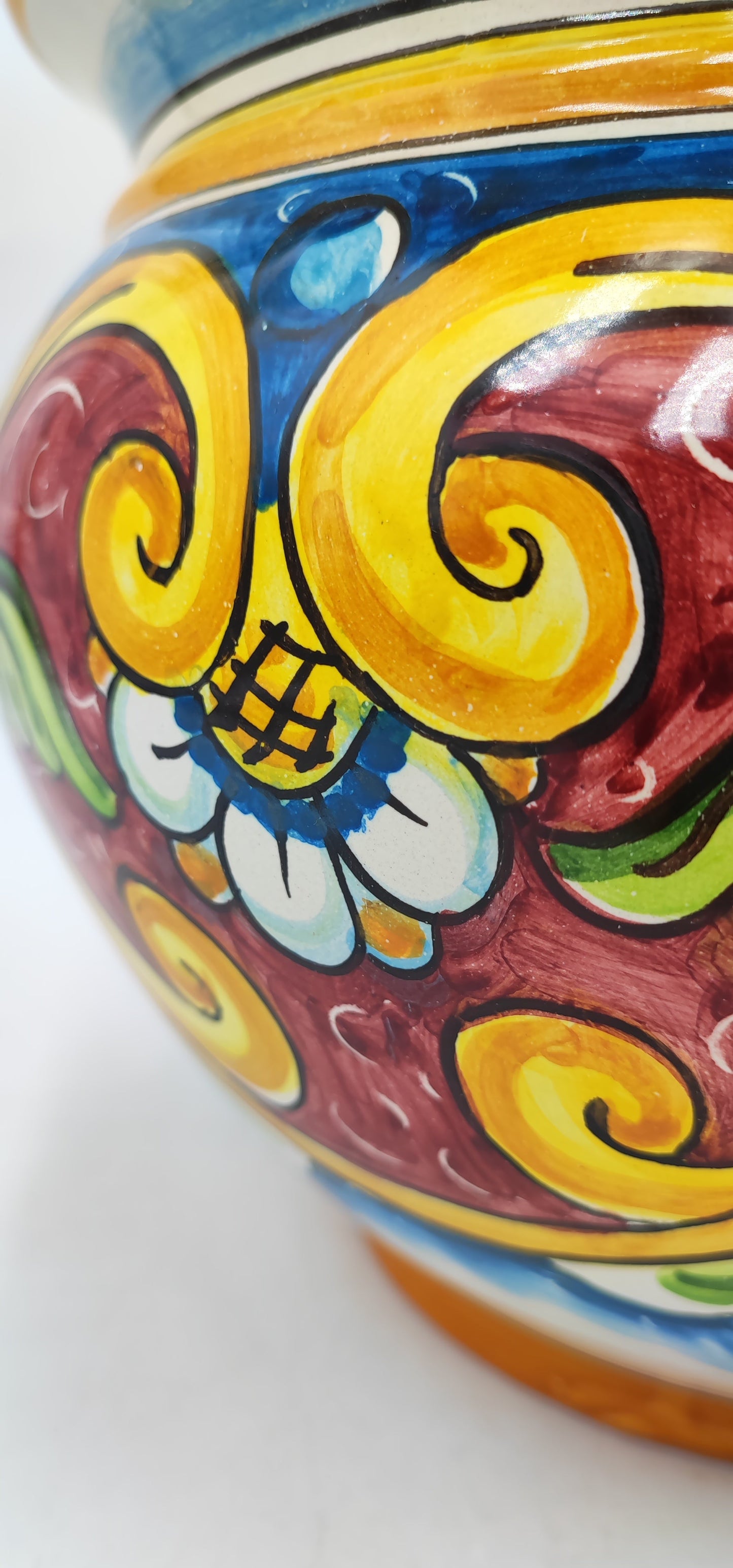 Caltagirone Acqua Green Ceramic vase holder 27cm