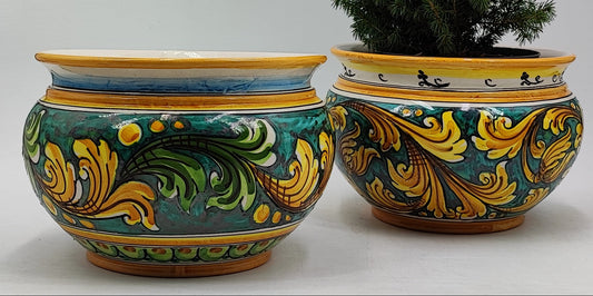 Handcrafted Caltagirone Ceramic Vase Holder – Hand-Painted Italian Pottery – Sicilian Decor – Majolica Flower Vase