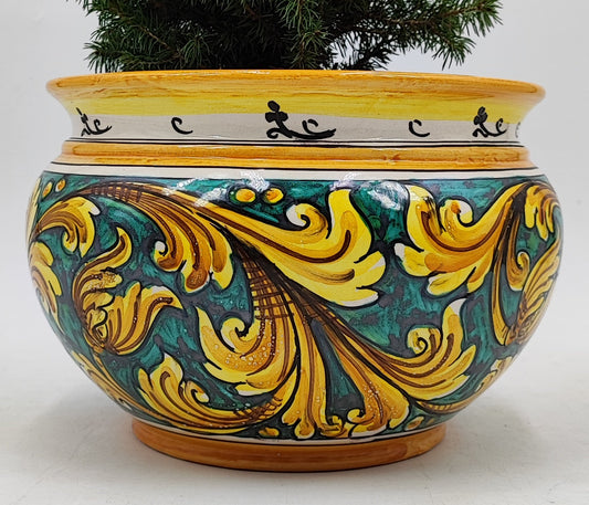 Handcrafted Caltagirone Ceramic Vase Holder – Hand-Painted Italian Pottery – Sicilian Decor – Majolica Flower Vase