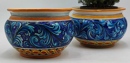 Handcrafted Caltagirone Ceramic Vase Holder – Hand-Painted Italian Pottery – Sicilian Decor – Majolica Flower Vase