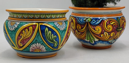 Handcrafted Caltagirone Ceramic Vase Holder – Hand-Painted Italian Pottery – Sicilian Decor – Majolica Flower Vase